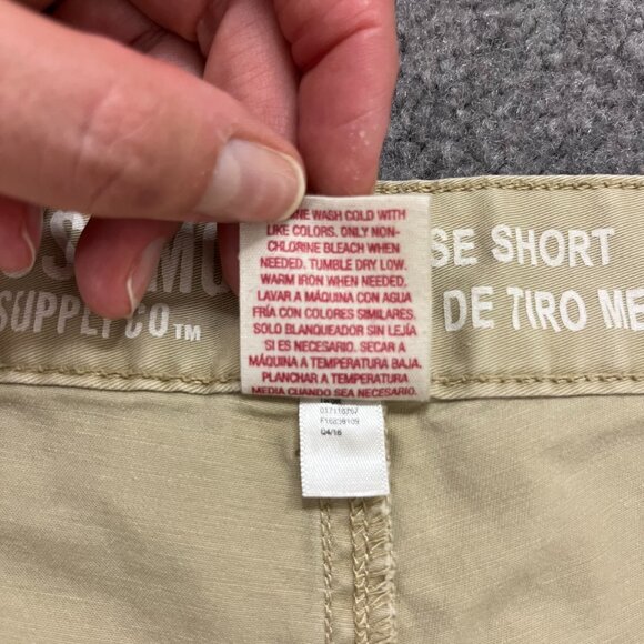 Mossimo | Khaki Womens Distressed Chino Cuffed Mid Rise Cotton Shorts, 4 - Picture 10 of 10